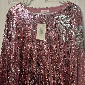 Jess Lea pink sequin long sleeve top small